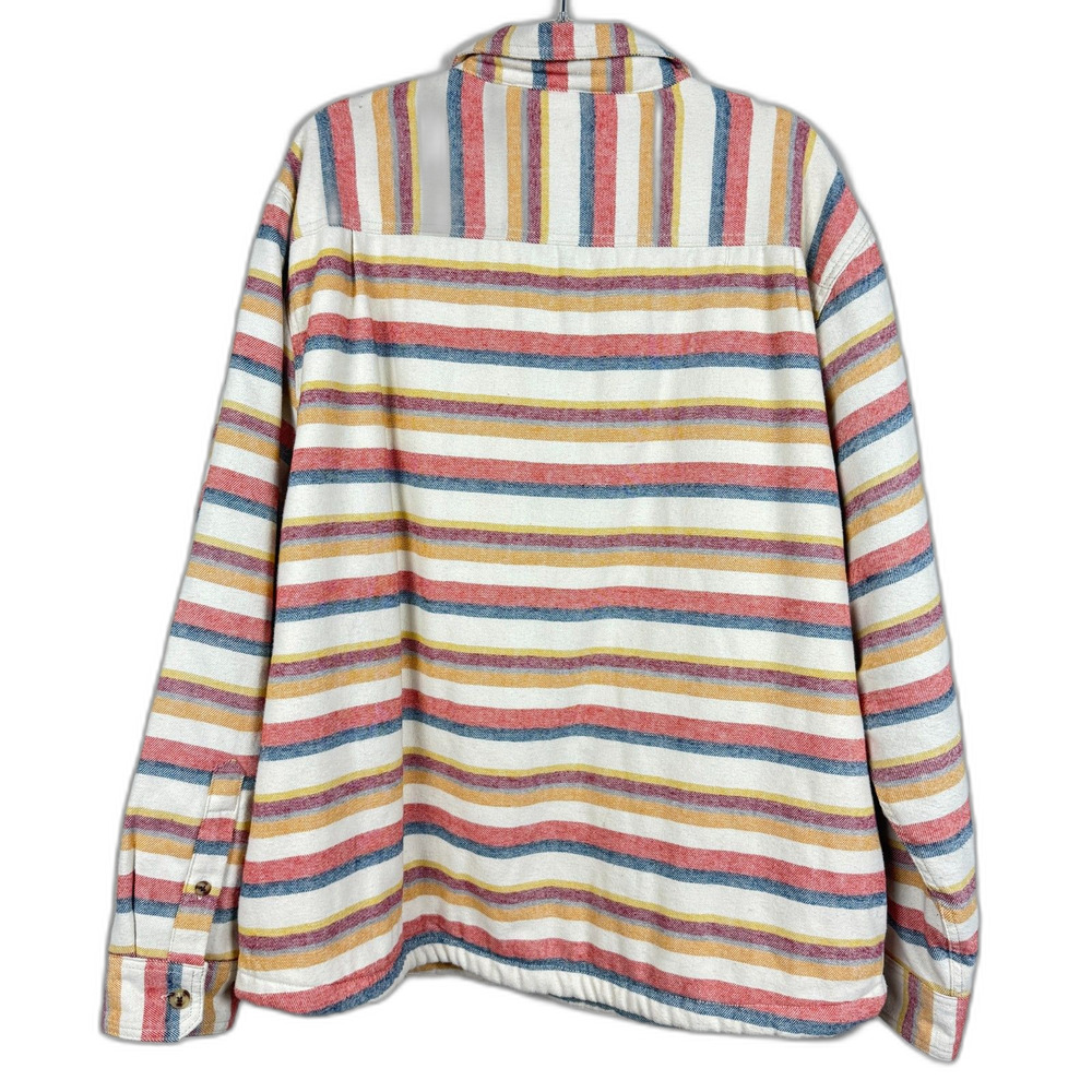 Lee Sherpa-Lined Striped Flannel Shacket Oversized Western Workwear Men's 2XL - Picture 2 of 6